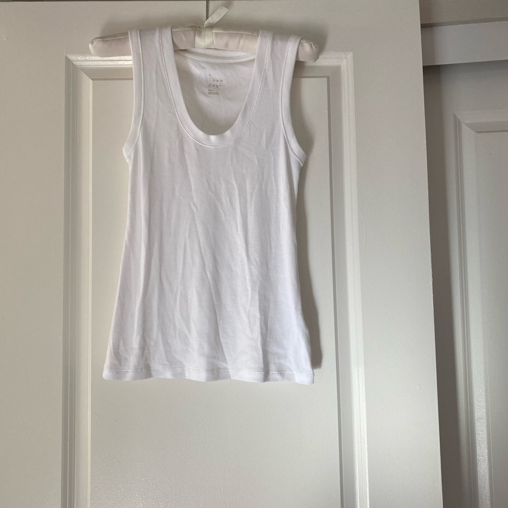 A new day basic white cotton tank top